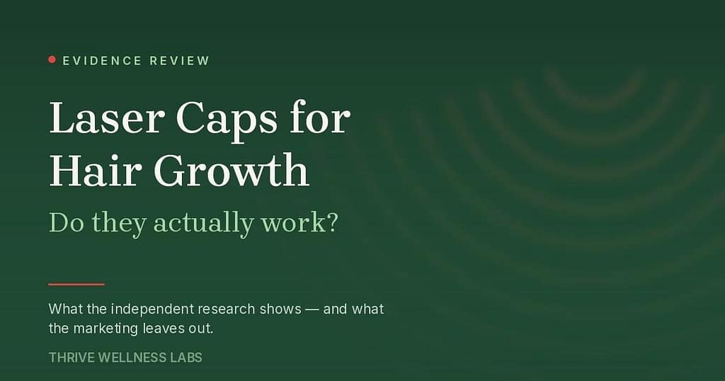 Laser caps for hair growth — 2026 evidence review by Thrive Wellness Labs.